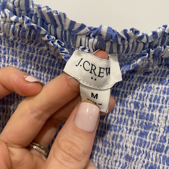 J. Crew blue and white midi puff sleeve dress - Picture 5 of 6